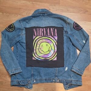 NIRVANA Blue Denim Jacket with Multicolor Patch